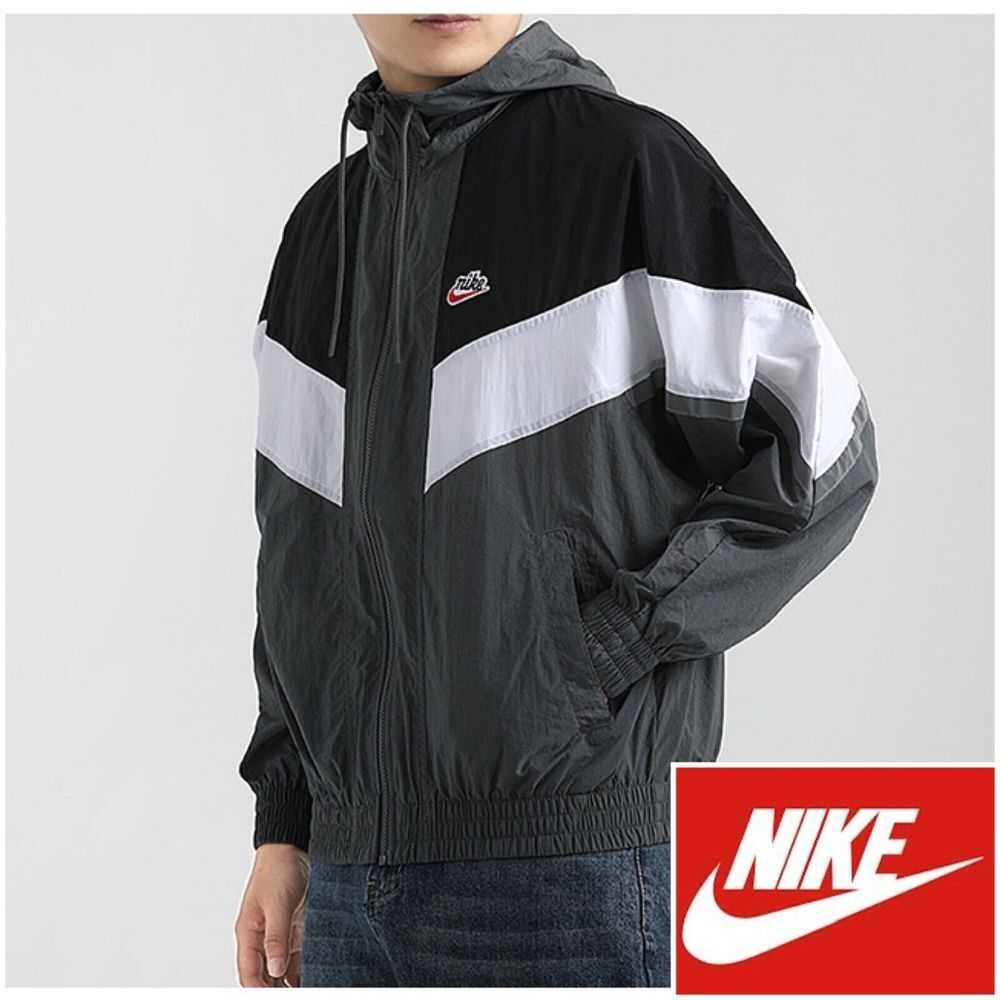 NIKE Windrunner Hood Jacket Mens Size S CZ0781-068 Full Zip w/ Reflective Stripe